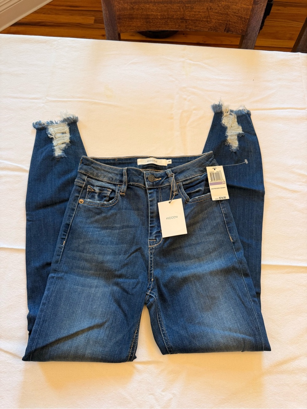 NWT! Hidden Jeans Women’s Distressed Skinny Jeans - Dark Blue - Picture 2 of 5